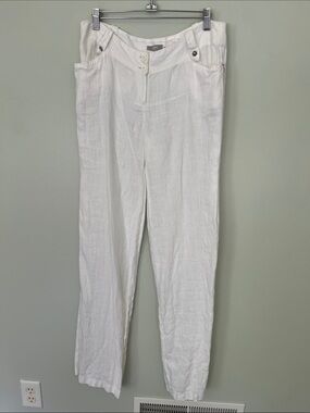 White Linen Wide-Leg Pants
